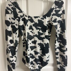 Cow Print Long Sleeve Bodysuit